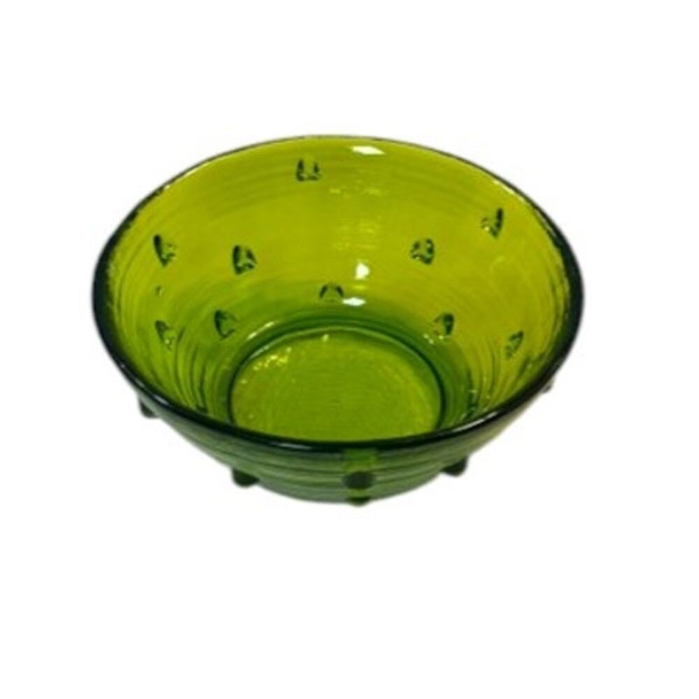 Vintage Blenko Studded Green Art Glass Bowl - Picture 2 of 8